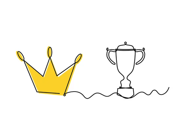 Abstract Color Crown Trophy Line Drawing White Background — Stock Photo, Image
