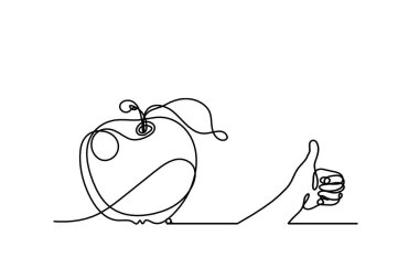 Beyaz arkaplanda elle çizilen elma çizimi