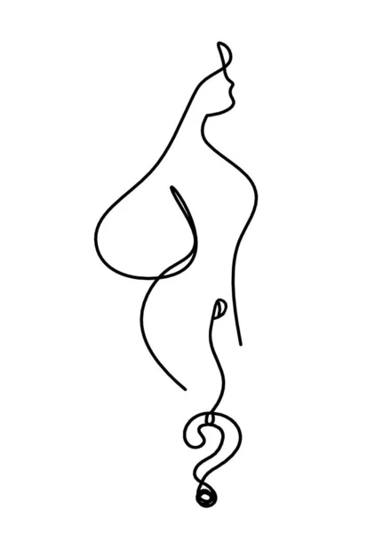 Cuerpo Silueta Mujer Con Signo Interrogación Como Imagen Dibujo Línea — Archivo Imágenes Vectoriales