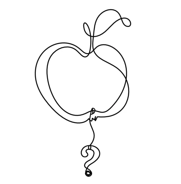 Малюнок Лінії Яблука Знаком Питання Білому Тлі — стоковий вектор