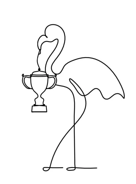 Sylwetka Abstrakcyjnego Flaminga Trofeum Jako Rysunek Liniowy Białym — Wektor stockowy