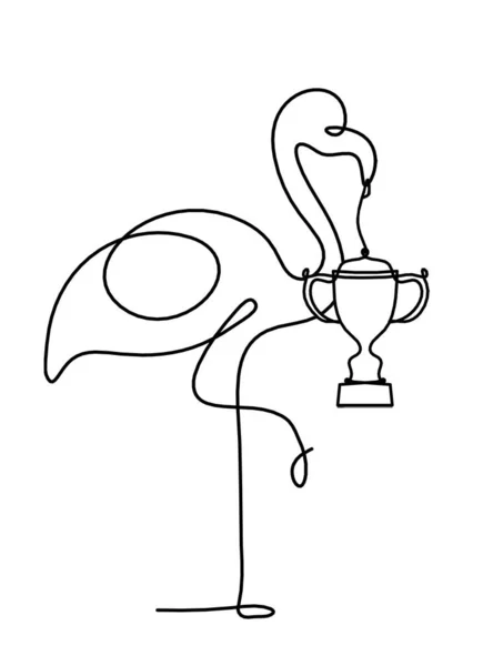 Силуэт Абстрактного Фламинго Трофея Виде Линии Рисующей Белом — стоковый вектор