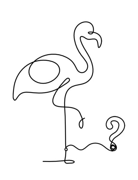 Силуэт Абстрактного Фламинго Вопросительный Знак Виде Линии Рисующей Белом — стоковый вектор