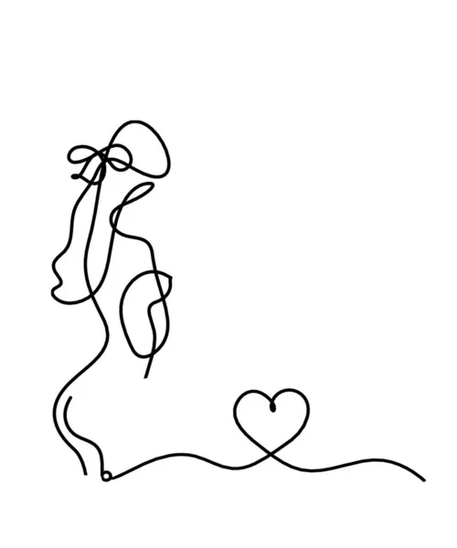 Corpo Silhueta Mulher Com Coração Como Imagem Desenho Linha Branco —  Vetores de Stock
