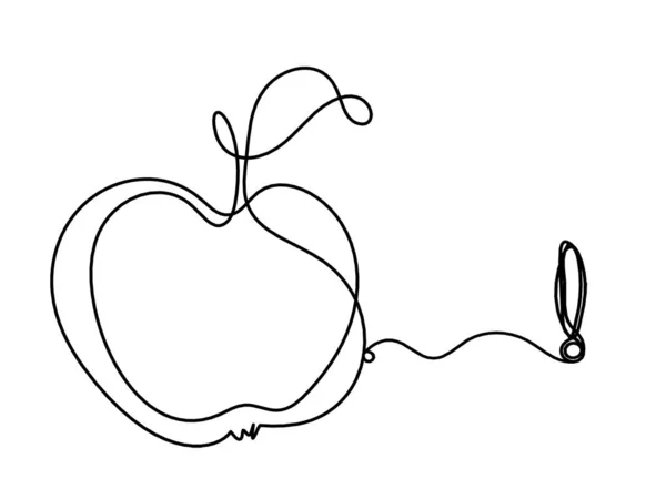 在白色背景上画有感叹号的线苹果 — 图库矢量图片