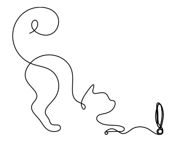 Силует Абстрактного Кота Знаком Оклику Лінії Малювання Білому — стоковий вектор