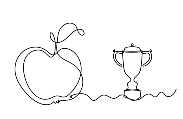 Kreslení Linie Jablko Trofejí Bílém Pozadí — Stockový vektor