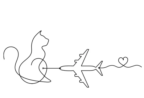 Силуэт Абстрактного Кота Плоскостью Линии Рисунка Белом — стоковый вектор
