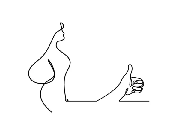 白い上に線画として手で女性のシルエットボディ — ストックベクタ