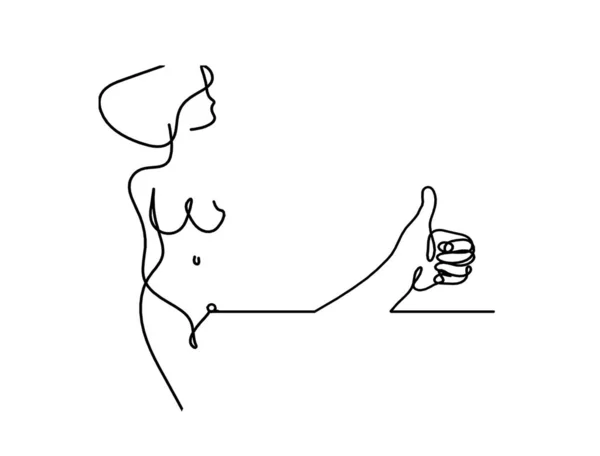 Žena Silueta Tělo Rukou Jako Čára Kreslení Obrázek Bílém — Stockový vektor