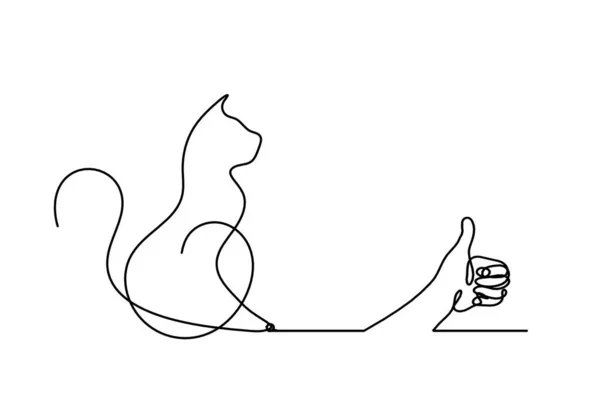 Silhuett Abstrakt Katt Med Hand Rad Ritning Vit — Stock vektor