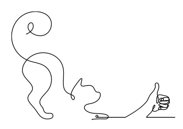 Silhouette Einer Abstrakten Katze Mit Linienzeichnung Auf Weiß — Stockvektor
