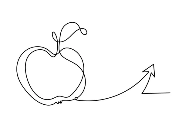 Rysunek Linii Jabłko Strzałką Białym Tle — Wektor stockowy