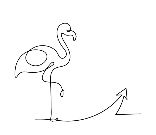 Sylwetka Abstrakcyjnego Flaminga Kierunek Jak Rysunek Linii Białym — Wektor stockowy