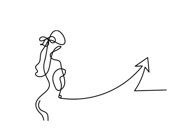 Žena Silueta Tělo Směru Jako Čára Kreslení Obrázek Bílém — Stockový vektor