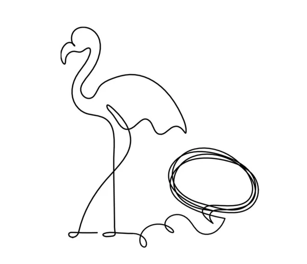 Silhuett Abstrakt Flamingo Och Kommentera Som Linje Ritning Vitt — Stock vektor