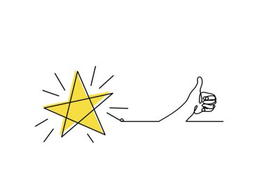 Soyut renk yıldızı beyaz arkaplanda çizgi çizimi olarak kullanılacak