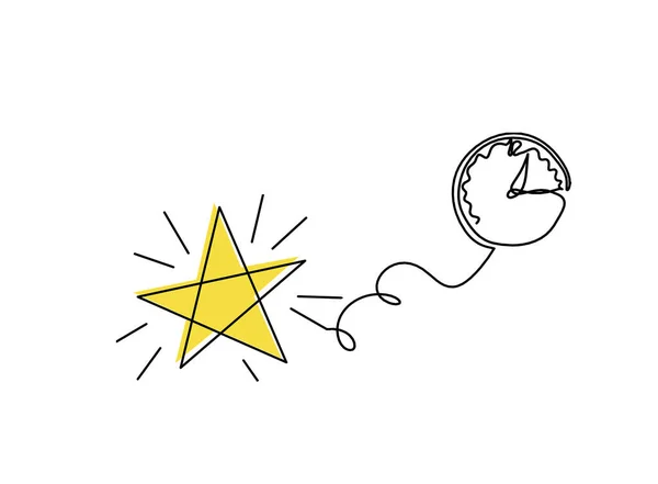 白い背景に線画として時計として抽象的な色の星 — ストック写真