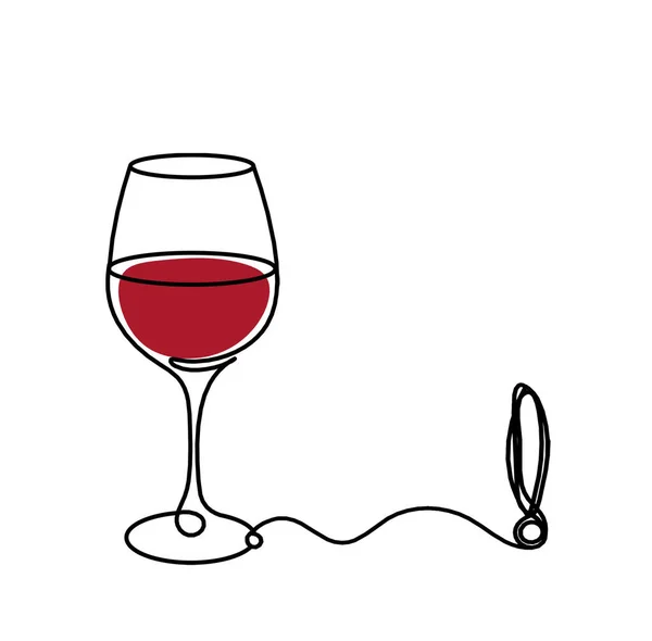 Linea Disegno Bicchiere Vino Colori Con Punto Esclamativo Sullo Sfondo — Foto Stock