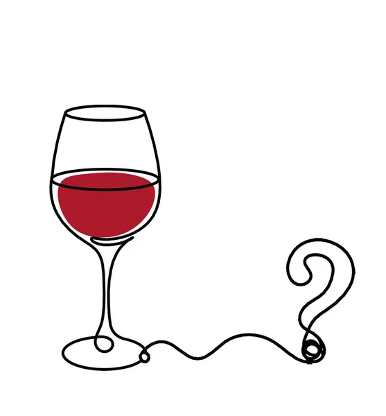 Zeichnungslinie Farbe Weinglas Mit Fragezeichen Auf Weißem Hintergrund — Stockfoto