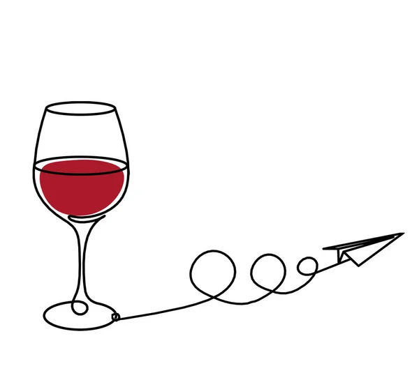 Rysunek Linia Kolor Wino Szkło Płaszczyzną Papieru Białym Tle — Zdjęcie stockowe