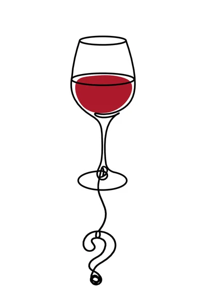 Linea Disegno Bicchiere Vino Colori Con Punto Interrogativo Sullo Sfondo — Foto Stock