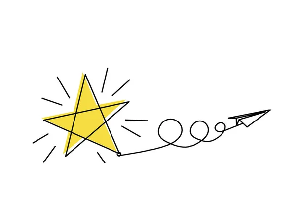 Abstraktní Barevná Hvězda Paper Plane Line Drawing White Background — Stock fotografie
