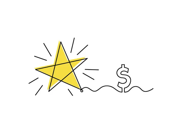 Abstrakt Färg Stjärna Med Dollar Som Linje Ritning Vit Bakgrund — Stockfoto