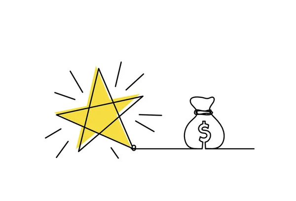 Abstrakt Färg Stjärna Med Dollar Som Linje Ritning Vit Bakgrund — Stockfoto
