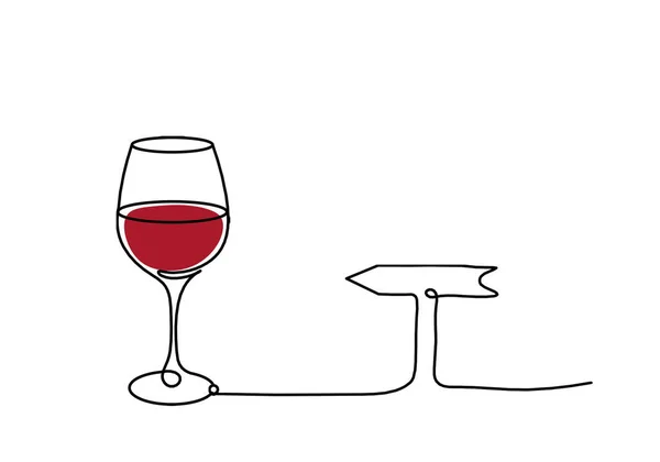 Tekening Lijn Kleur Wijnglas Met Richting Witte Achtergrond — Stockfoto