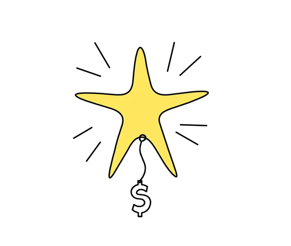Dólar Crescimento Estrela Cor Abstrata Como Desenho Linha Fundo Branco — Fotografia de Stock