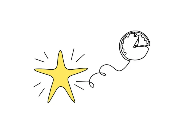Abstrakte Farbe Stern Wachstum Uhr Als Linienzeichnung Auf Weißem Hintergrund — Stockfoto