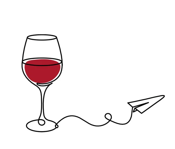 Linea Disegno Bicchiere Vino Colori Con Piano Carta Sullo Sfondo — Foto Stock