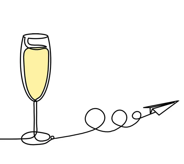 Zeichenlinie Farbe Weinglas Mit Papierfläche Auf Weißem Hintergrund — Stockfoto