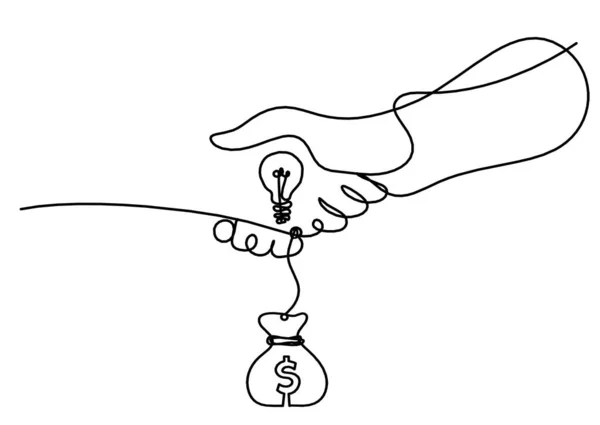 Abstrato Aperto Mão Dólar Como Desenho Linha Fundo Branco — Vetor de Stock