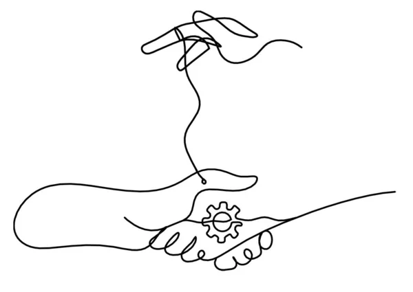Абстрактное Рукопожатие Рукопожатие Виде Линии Белом Фоне — стоковый вектор