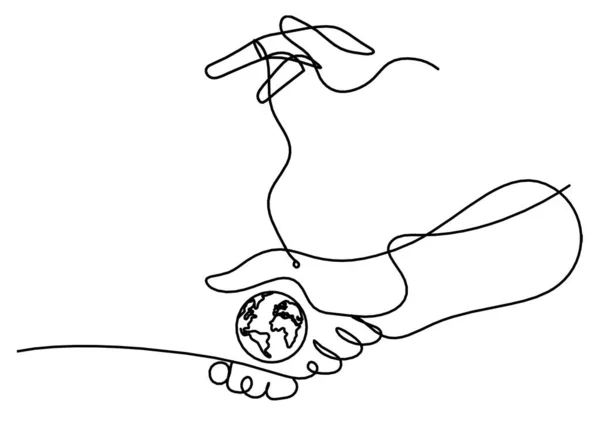 Abstrato Aperto Mão Mão Como Desenho Linha Fundo Branco —  Vetores de Stock