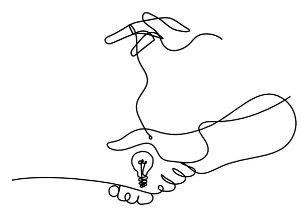 白地に線画としての抽象的な握手と手 — ストックベクタ