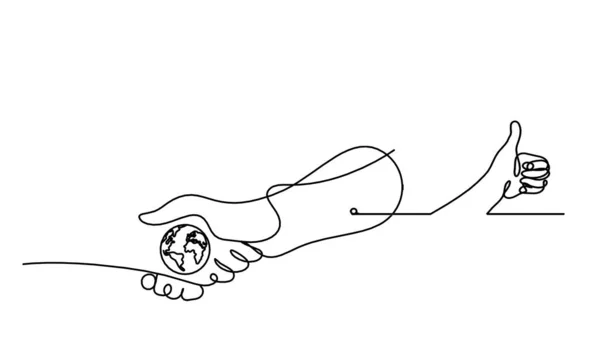 Абстрактний Рукостискання Рука Малюнок Лінії Білому Тлі — стоковий вектор