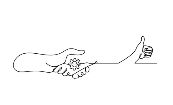 Абстрактное Рукопожатие Рукопожатие Виде Линии Белом Фоне — стоковый вектор