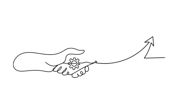 白地に線画としての抽象的な握手と手 — ストックベクタ