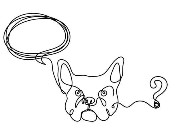 Silhouette Bulldog Astratto Con Punto Interrogativo Come Disegno Linee Sfondo — Vettoriale Stock