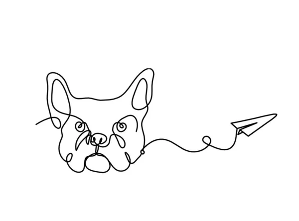 Silueta Bulldog Abstracto Con Plano Papel Como Dibujo Línea Sobre — Vector de stock