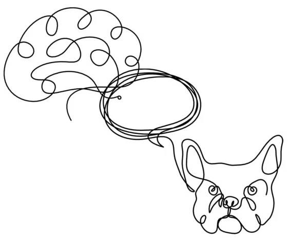 Silueta Bulldog Abstracto Con Cerebro Como Dibujo Línea Sobre Fondo — Vector de stock