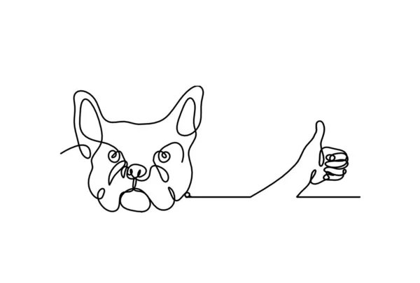 Silhuett Abstrakt Bulldog Med Handen Som Linje Ritning Vit Bakgrund — Stock vektor