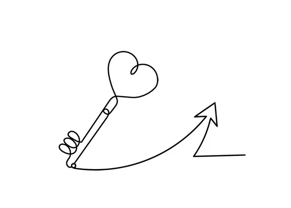 Clave Corazón Abstracta Con Comentario Como Dibujo Línea Continua Sobre — Vector de stock