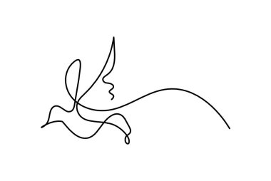 Soyut uçan kuşun silueti beyaz arkaplanda hizada