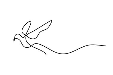 Soyut uçan kuşun silueti beyaz arkaplanda hizada