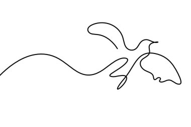 Soyut uçan kuşun silueti beyaz arkaplanda hizada