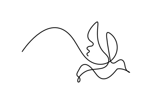 Silhueta Pássaro Voador Abstrato Linha Sobre Fundo Branco — Vetor de Stock